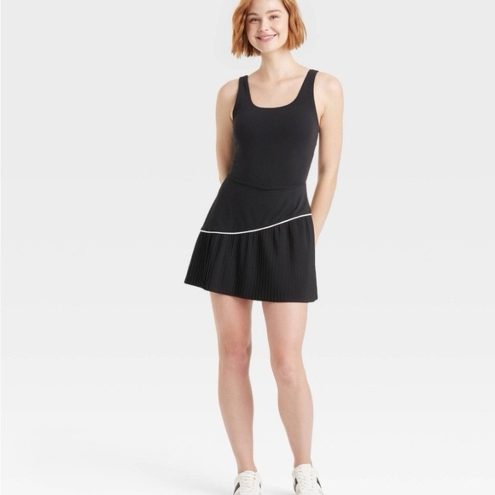 Target JoyLab Women’s Activewear Black White Piping Pleated Dress Size S